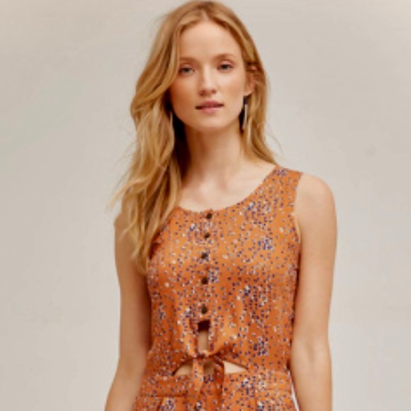 Anthropologie Cartonnier Avila Orange Jumpsuit M - Picture 2 of 3